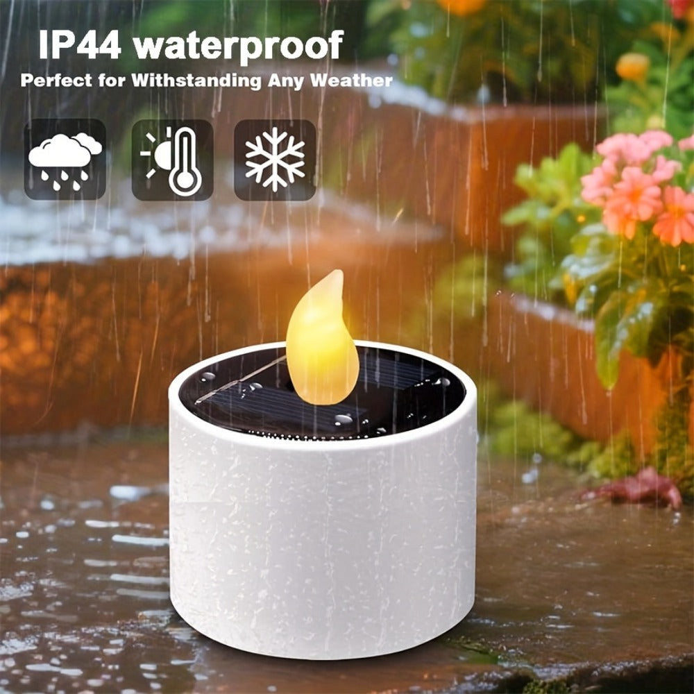 Solar Flameless Candles Outdoor Waterproof IP44 LED Tealight with Dusk to Dawn Sensor Flickering Warm Light for Garden Balcony Window Lantern Terrace Decor 4 6 12 Pack