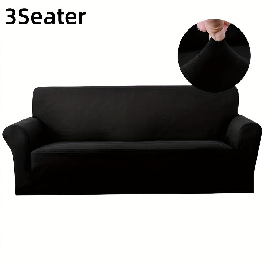 Elastic Anti-Slip Sofa Cover - Stretch Pet Friendly Couch Slipcover with Cat Paw Protection, Easy Care Fabric for Living Room Bedroom Office, 7 Colors 1-4 Seater