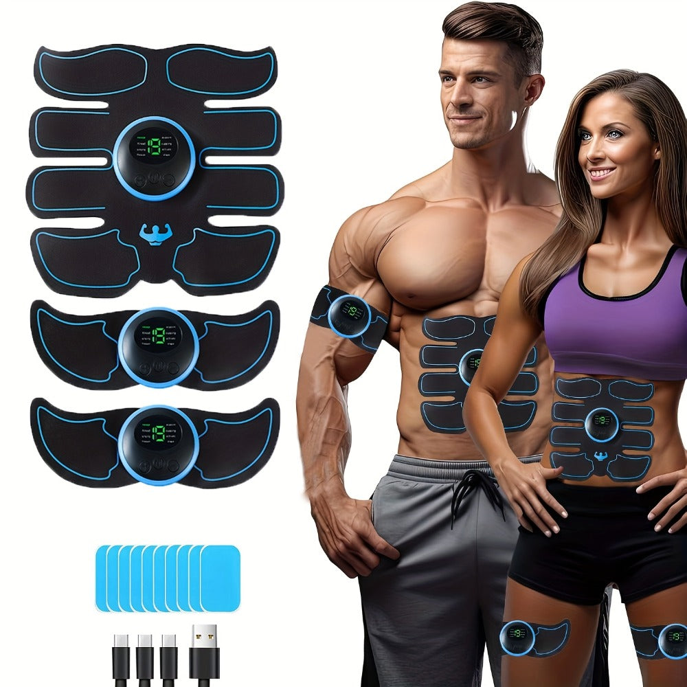 EMS Muscle Stimulator Abdominal Training Belt, Electronic Ab Toner for Whole Body Fitness & Strength Training, Exercise Equipment for Men & Women ¨C 3 Machines + 3 Patches Included