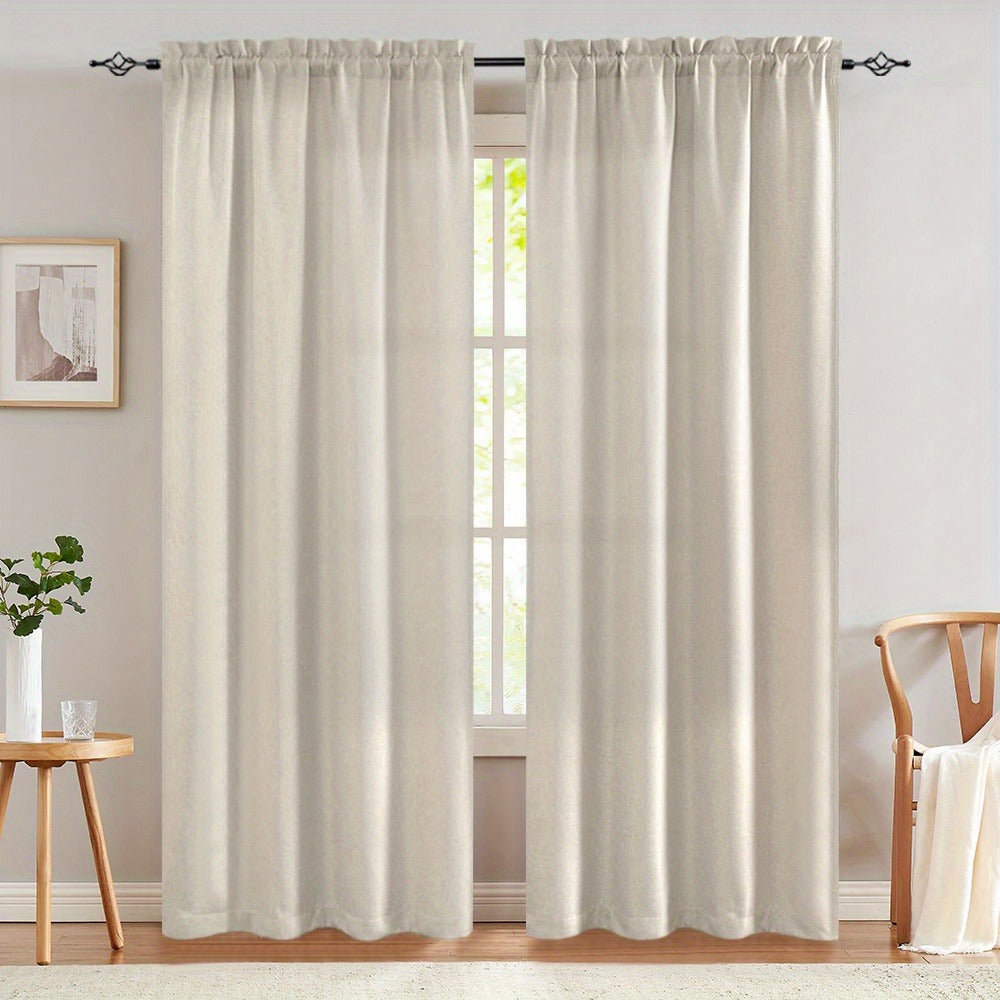Blackout Curtains 80% Light Blocking ¨C 2 Panels Thermal Insulated Linen Textured Rod Pocket Window Drapes for Bedroom, Living Room & Kitchen Privacy