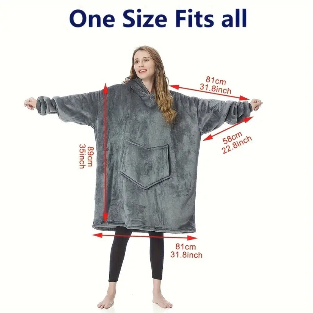 Wearable Hooded Blanket ¨C Reversible Oversized Sherpa Throw with Kangaroo Pocket & Socks, Machine Washable, Christmas Gift, 4 Styles