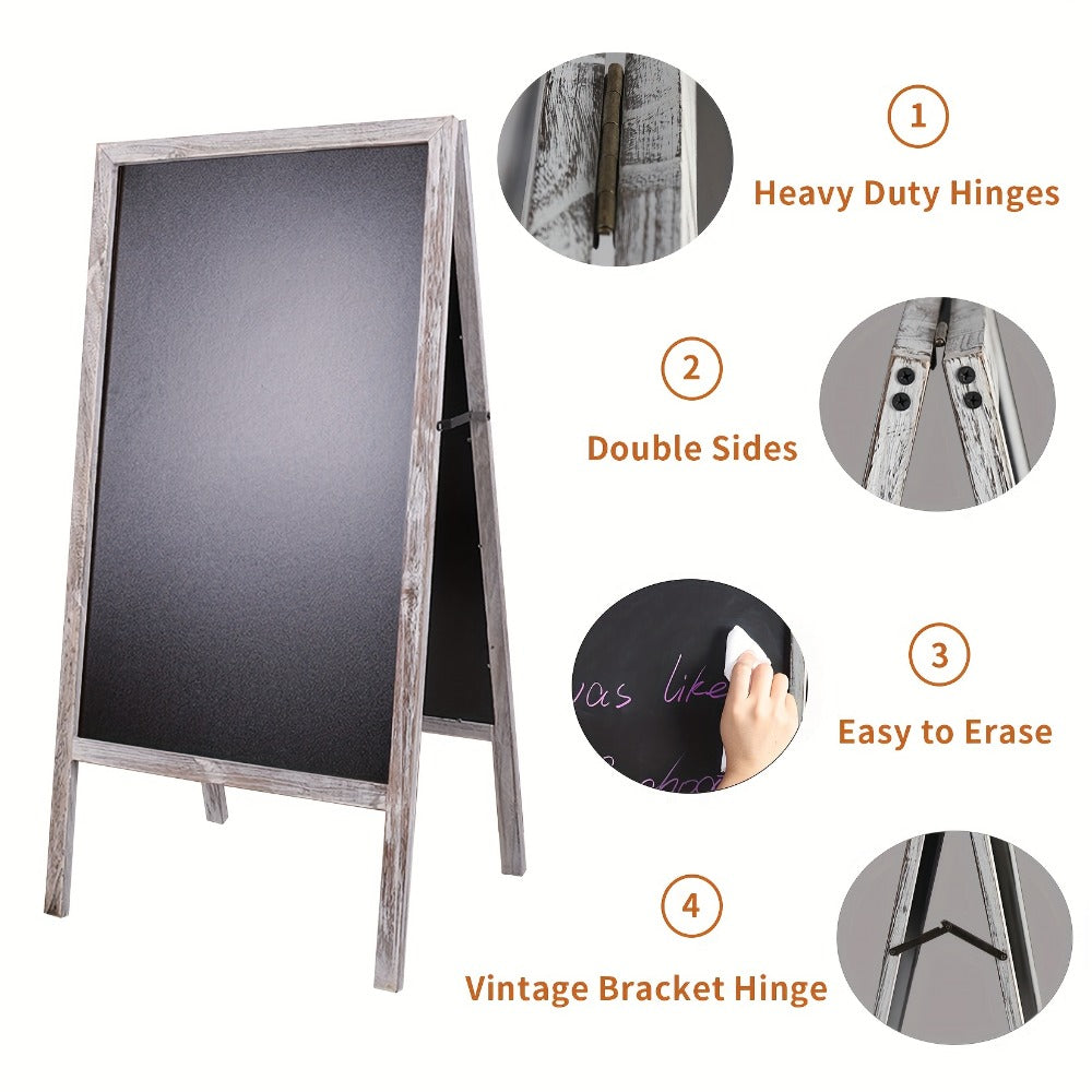 A-Frame Chalkboard Sign Double Sided Magnetic Wooden Standing Blackboard Menu Display Board for Restaurant Coffee Shop Bar Sidewalk Sandwich Board 39x20 Inch