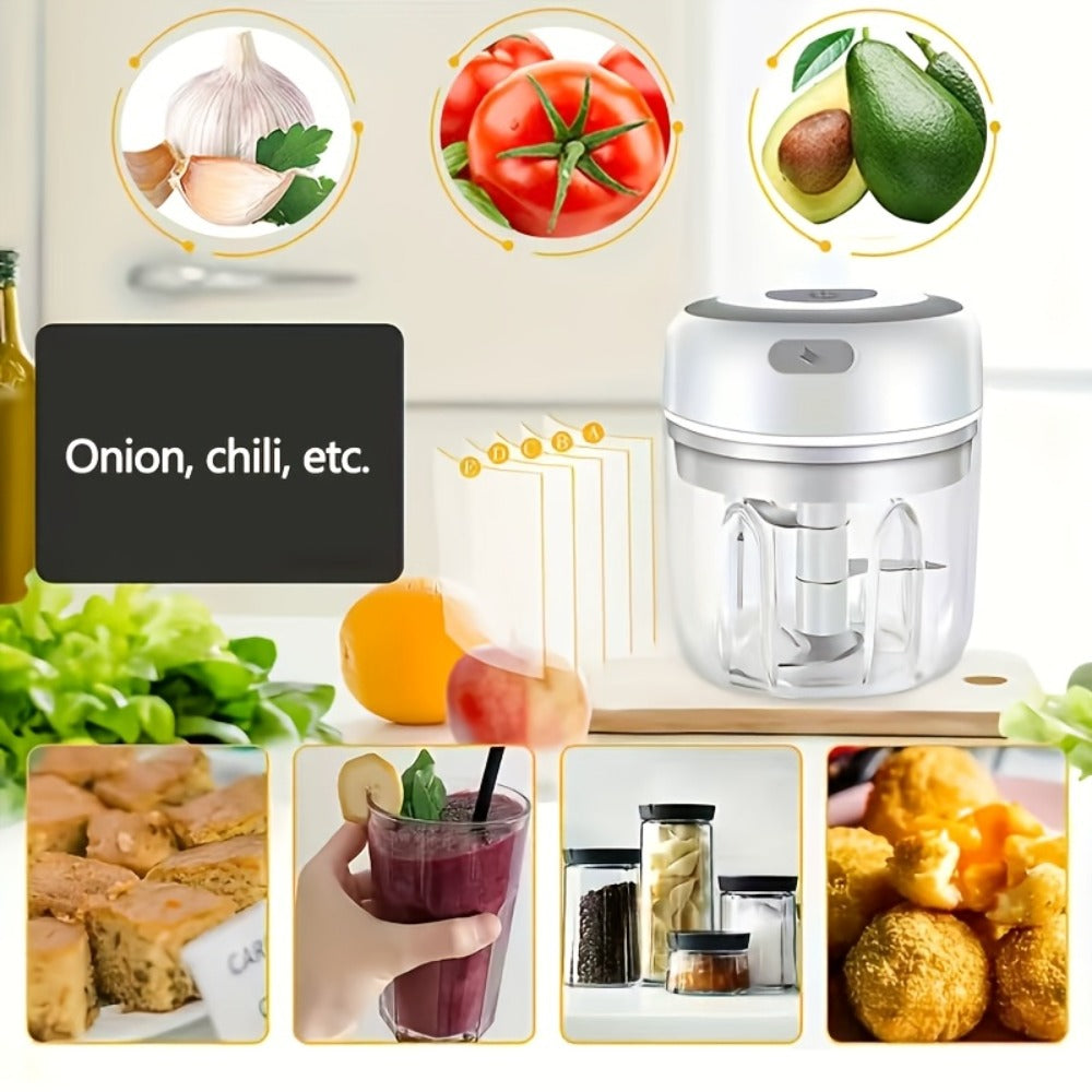 Mini Food Processor USB Rechargeable Electric Chopper 9.47oz ¨C Portable Wireless Meat Grinder & Blender for Garlic, Vegetables, Fruit, Ginger & Chili, Compact Kitchen Tool for Home Office Travel