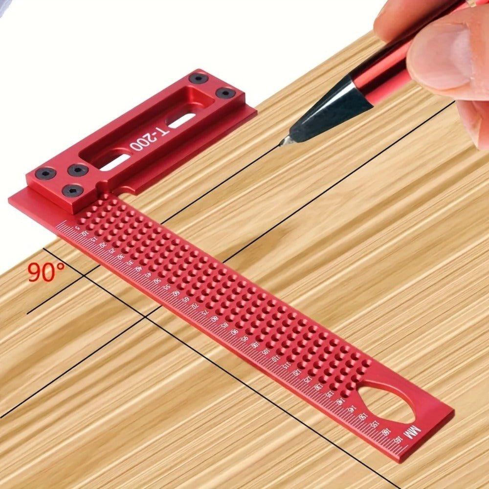 T-Square Marking Gauge 200mm Aluminum Alloy Woodworking Cross Calibration Height Ruler Precision T-Type Layout Tool for Carpentry DIY