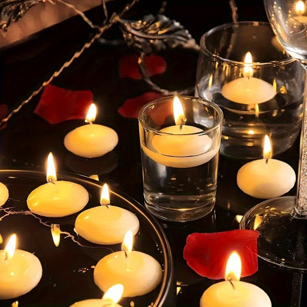 Floating Candles White Set of 42 ¨C 1.5 Inch Small Pool Candles, 4-8 Hour Burn, Wedding Centerpiece, Pool Party, Christmas, Halloween, Easter & Thanksgiving Ambience Decoration