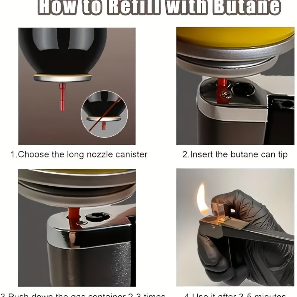 Folding Pipe Lighter Refillable 2-in-1 with Adjustable Flame, Metal-Crafted Durable Design, Gift Box Included ¨C Windproof Butane Lighter for Men, Outdoor, Christmas & Valentine¡¯s Day Gift