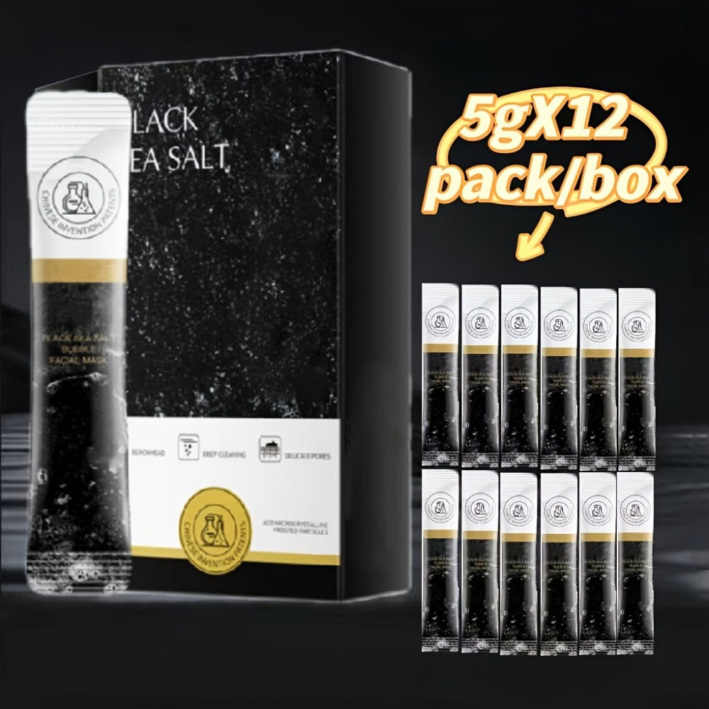 Black Sea Salt Bubble Mask with Nicotinamide, Moisturizing Foam Mud Mask Alcohol-Free for All Skin Types, Unisex Deep Cleansing Pore Purifying Face Mask ¨C Individual Portable Packs for Travel (12/24/36 Pack)