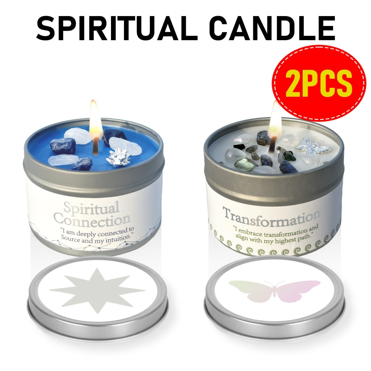 Manifestation Candles Scented Soy Wax with Crystal & Guidance Card for Meditation Yoga Focus | Law of Attraction Abundance Candle | Christmas Birthday Gift for Women