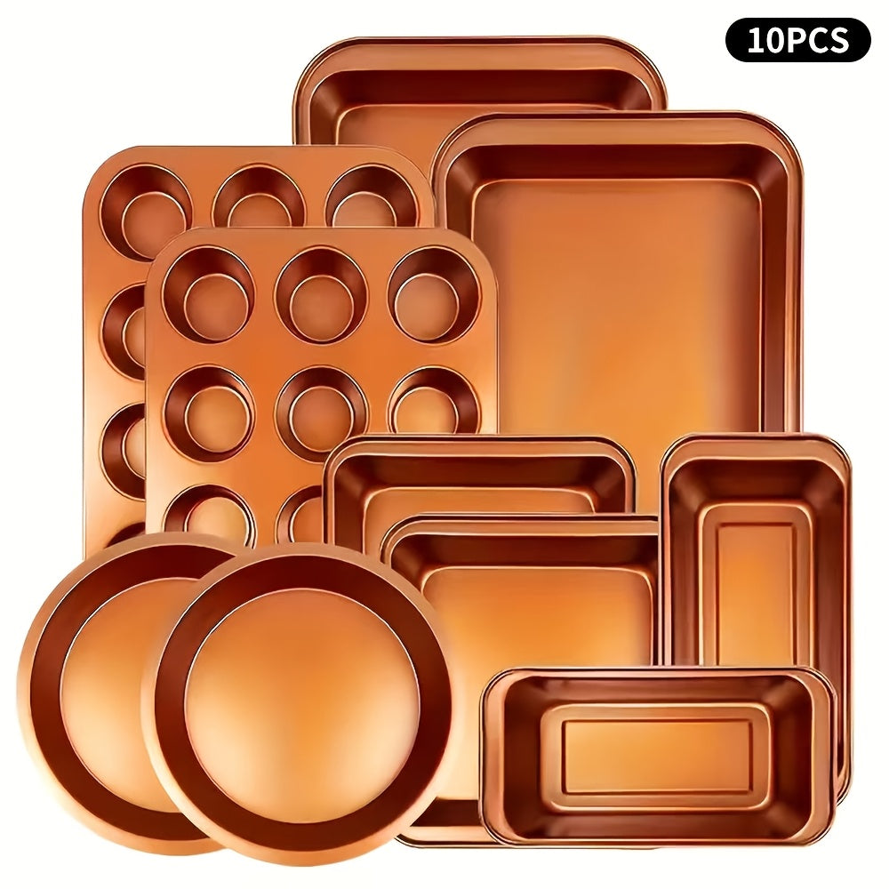 Nonstick Bakeware Set 5 6 or 10pcs with Cooling Rack Round Cake Pan Square Cake Pan Bread Pan Muffin Pan Roasting Pan Dishwasher Safe Oven Safe Easy to Clean