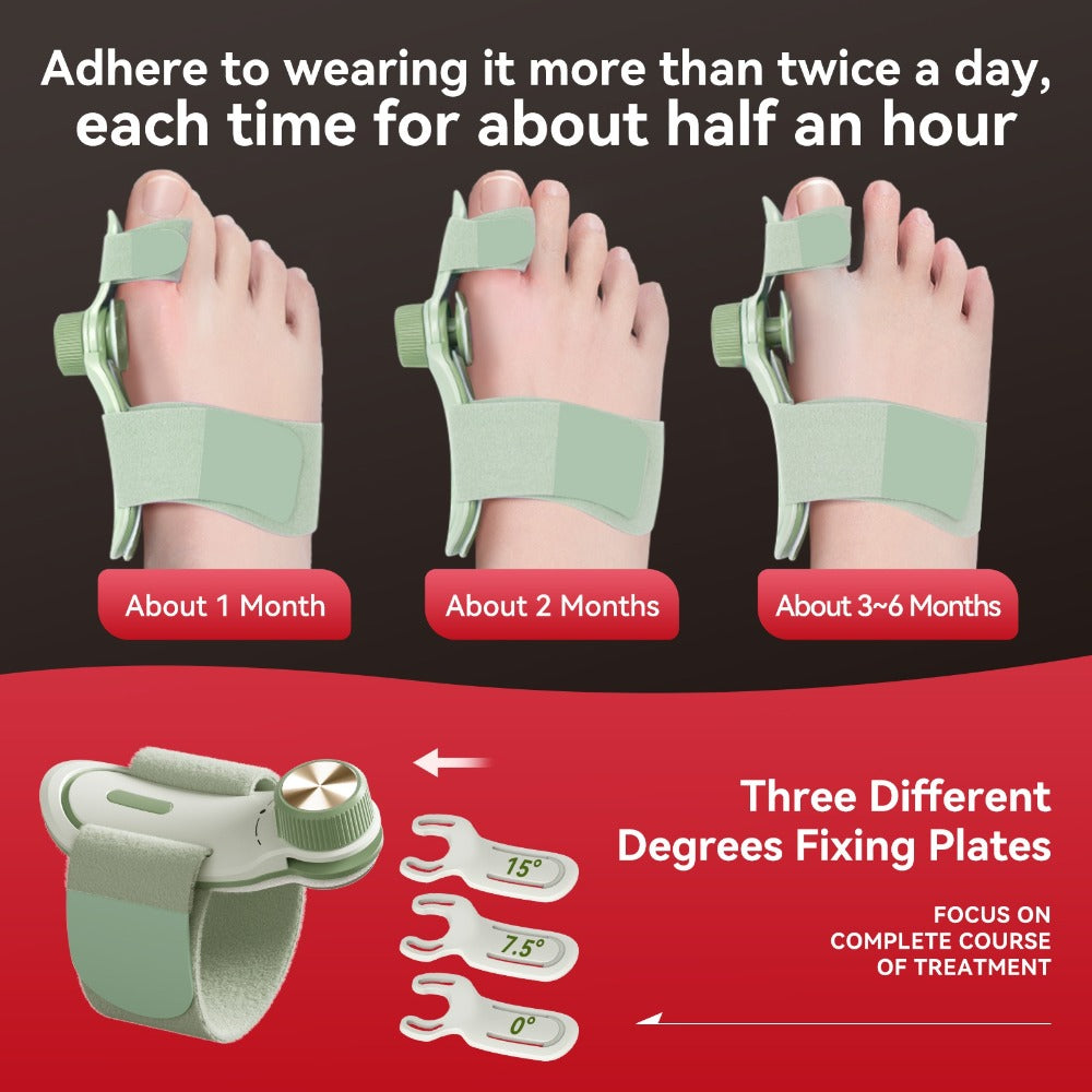 Bunion Corrector Splint with Double Correction ¨C Stepless Adjustable Knob, 3-Angle Fixing Plate, Fits Left & Right Foot for Men & Women