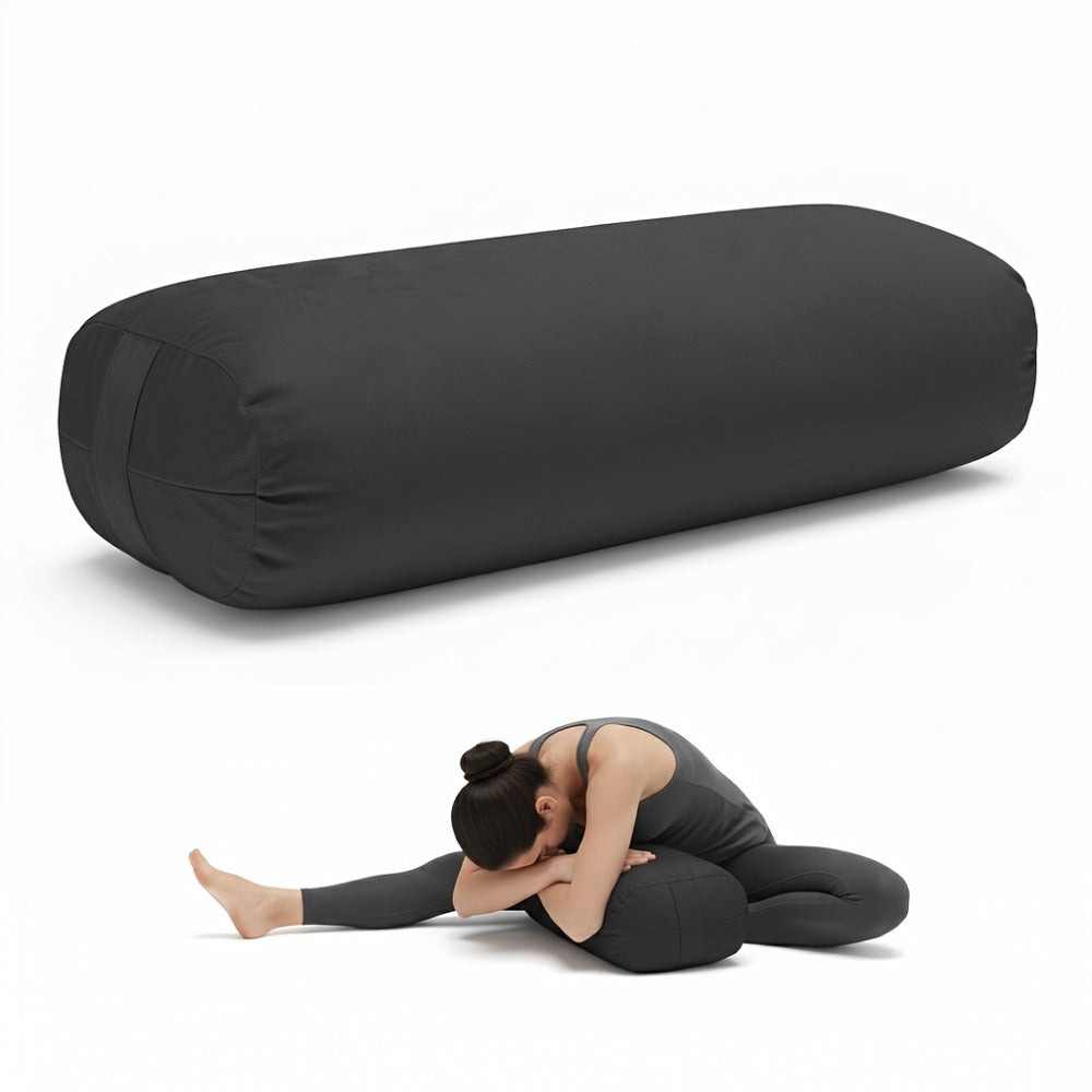 Yoga Bolster Pillow for Restorative Yoga & Meditation - Memory Foam Support Pillow with Removable Velvet Cover, Home Office Travel