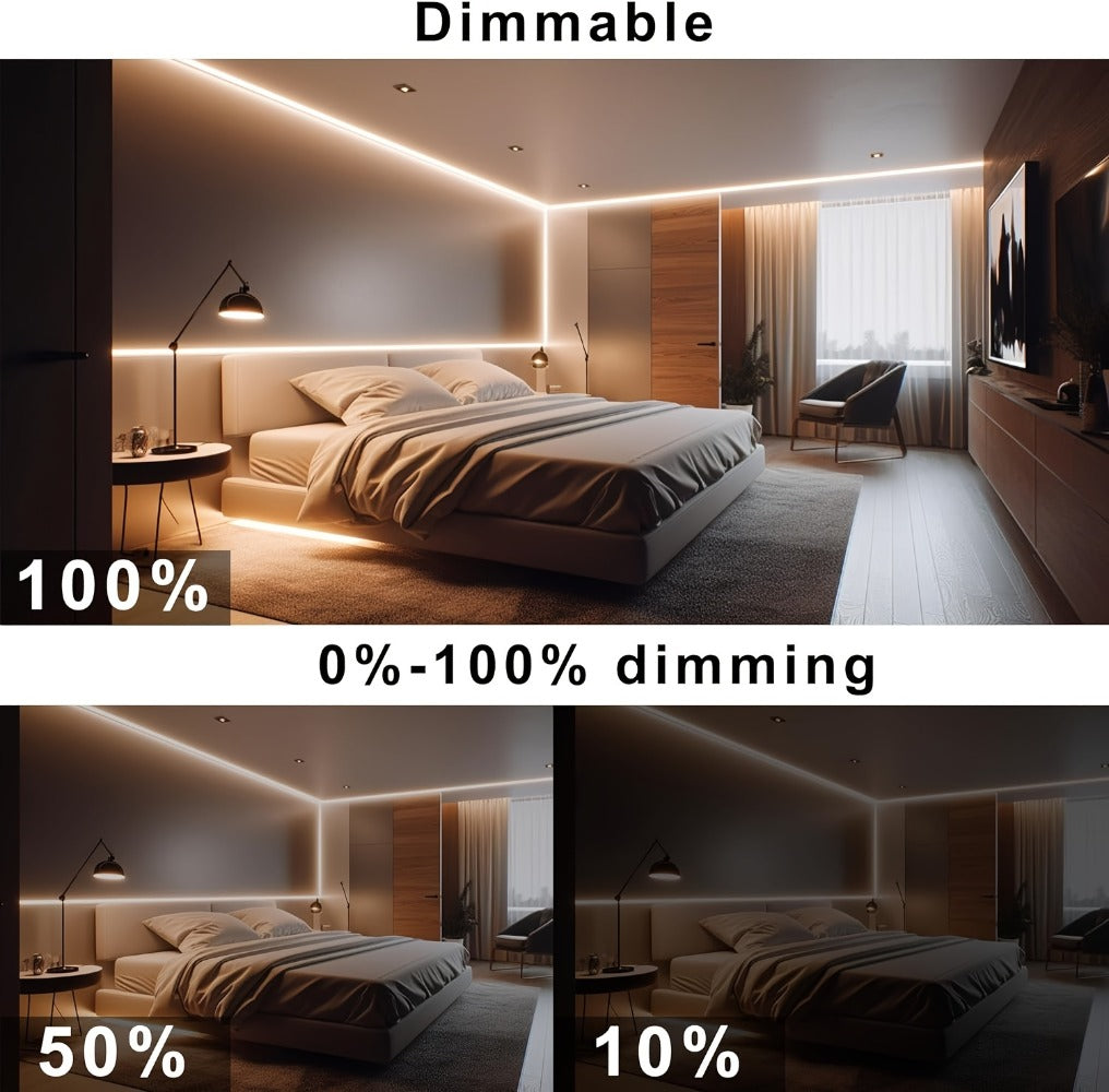 COB LED Strip Light Dimmable 32.8ft 10m, 8mm Ultra-Thin 24V High Density Flexible COB LED Tape Light with Dimmer Switch, for TV Backlight, Bedroom, Kitchen Cabinet, Closet, Under Cabinet Home Lighting