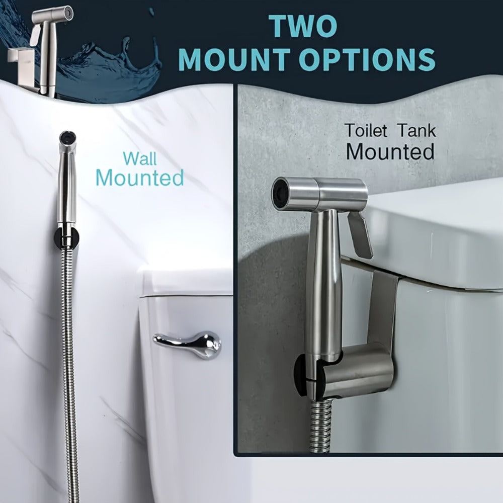 Wall-Mounted Handheld Spray Gun Set with Bracket, Teflon Tape & Flexible Hose ¨C Bathroom Bidet Sprayer for Toilet, Sink, Garden & Pet Washing