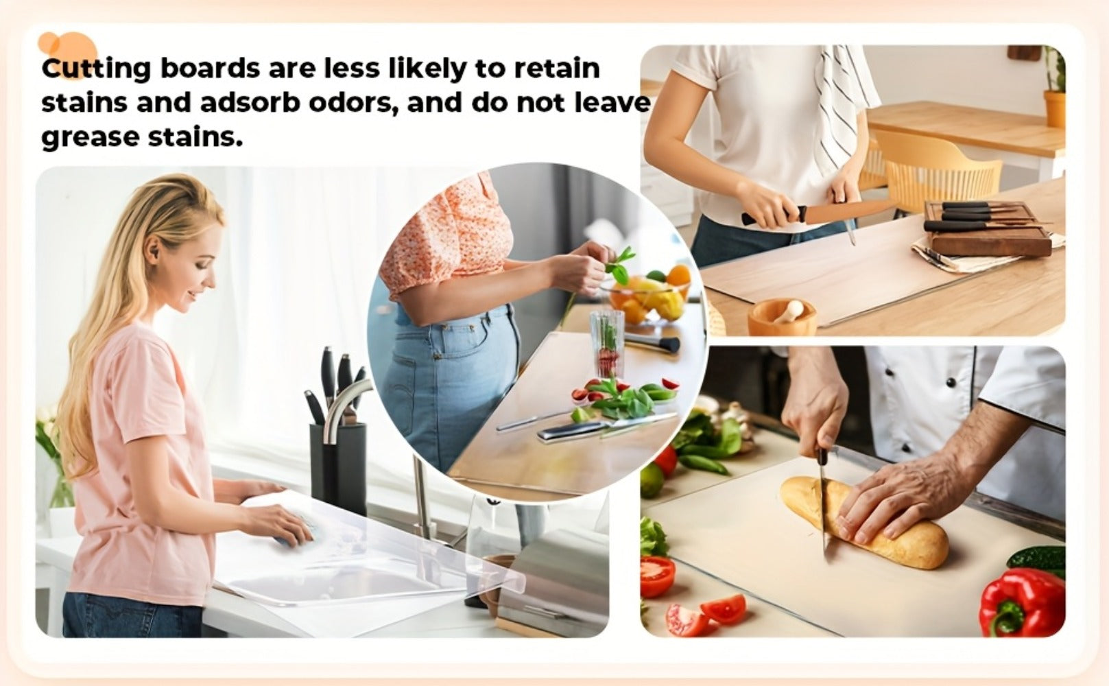 Acrylic Cutting Board Large Anti-Slip 17x23 Inch ¨C Clear & Black Countertop Protector for Kitchen & Restaurant ¨C Food Safe Non-Slip Chopping Board for Fruit, Meat & Meal Prep