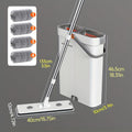 Flat Mop and Bucket Set with Metal Rod 360 Degree Swivel Head Reusable Microfiber Pads Hands-Free Wringing Wet Dry Floor Cleaning System for Hardwood Tile Bathroom Bedroom Living Room