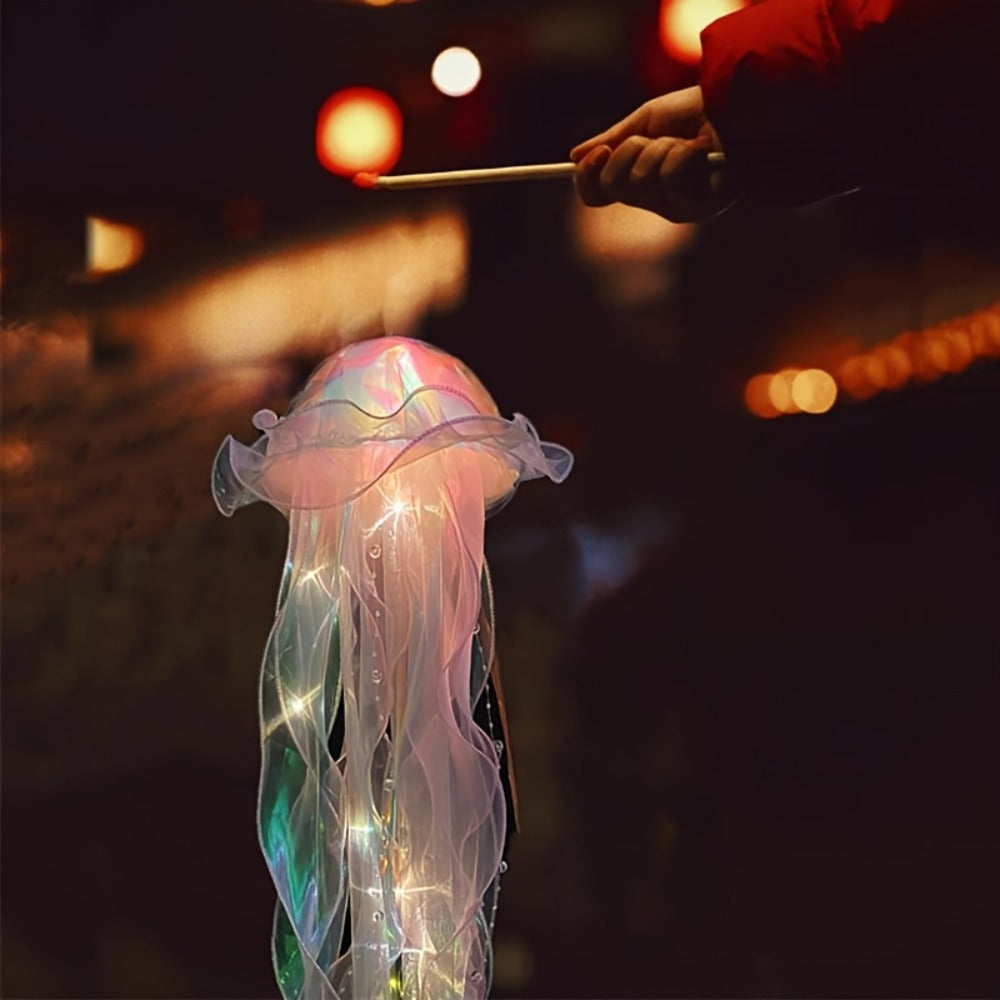 Jellyfish Lantern Party Decorations 5 Pack ¨C Colorful Translucent Ribbon Hanging Lights for Halloween Christmas Wedding Birthday, Indoor Outdoor Festive Event Decor (Crystal Ribbon / Set)