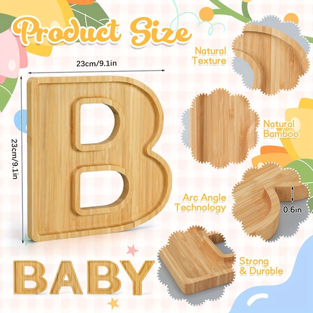 Baby Shower Charcuterie Board Set ¨C 4-Piece BABY Letter Shaped Wooden Serving Tray, Bamboo Snack Platter for Gender Reveal, Birthday Party, Cake & Cookie Display