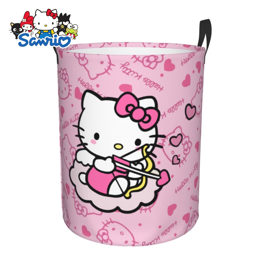 Hello Kitty Collapsible Laundry Basket with Handle - Sanrio Oxford Cloth Foldable Hamper, Portable Storage Bin for Bedroom Bathroom Dorm, Cute Kawaii Laundry Hamper for Girls