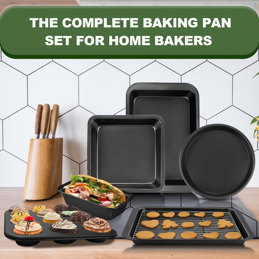 Baking Pan Set Nonstick Carbon Steel Cookie Sheets Roasting Pans Round Cake Muffin Pizza Bread Pans Kitchen Bakeware Set 4 11 23 46 Piece