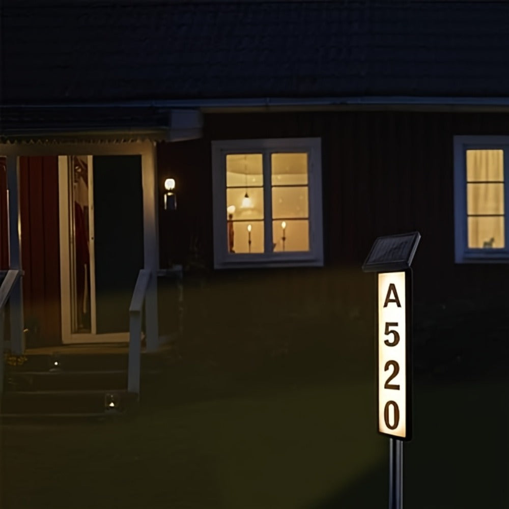 Solar Column Sign Light LED Address Sign Light Outdoor - Automatic Dusk to Dawn Solar Powered Post Light for Home Driveway Gate Lawn Floor Yard, No Wiring Waterproof Commercial Address Identification Light