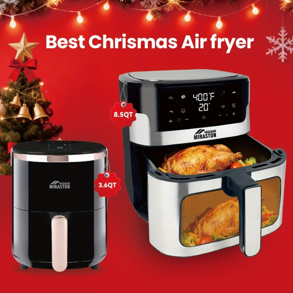 8.5QT Digital Air Fryer 8-in-1 with Touchscreen Display & 8 Presets, 1500W Air Fry, Bake, Roast & Broil, Stainless Steel Basket, Large Capacity Family Air Fryer, 120V, Black