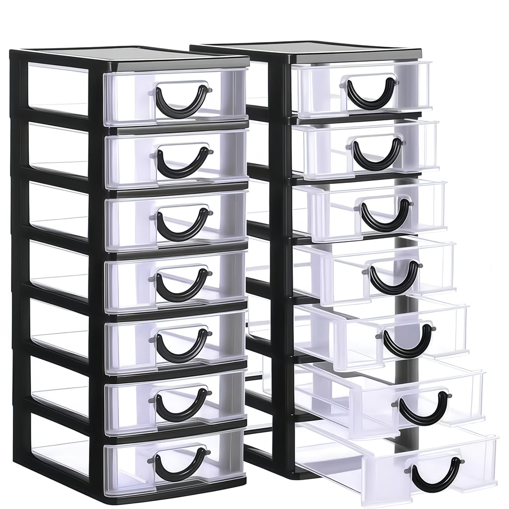 7-Drawer Desktop Organizer Clear Front Drawers Heavy-Duty Plastic Storage Box for Home Office, Jewelry, Craft & Small Parts ¨C Space-Saving Compact Design