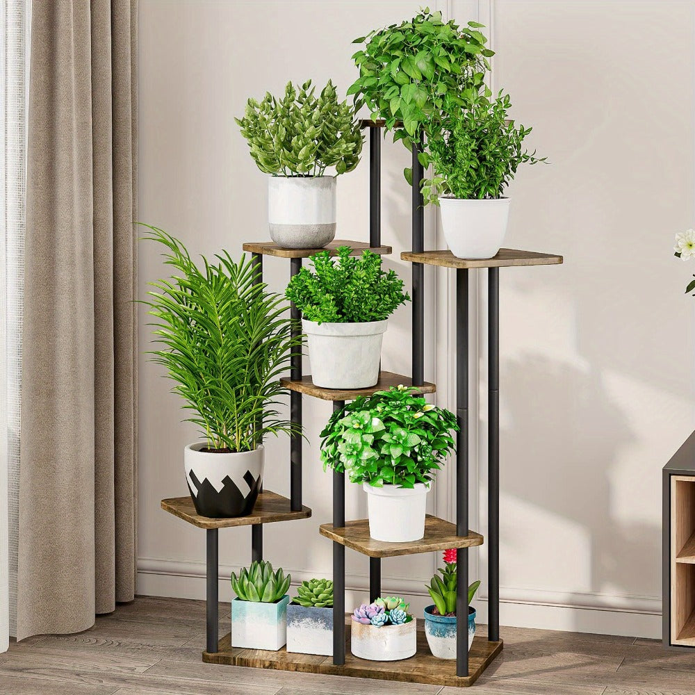 Plant Stand Indoor Multi Tier Corner Metal Flower Stand Tall Plant Shelf for Living Room Bedroom Patio Garden Balcony 5 Tier 7 Tier 9 Tier Black White Black Oak Utility Rack