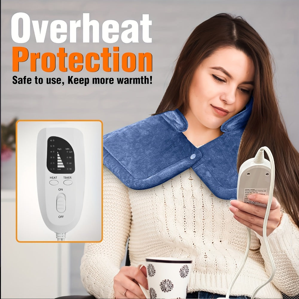 Graphene Heating Shawl Wrap Blanket - Ultra-Soft Coral Fleece Temperature-Regulating Neck Back Shoulder Warmer, Machine Washable Christmas Gift for Women Men Family