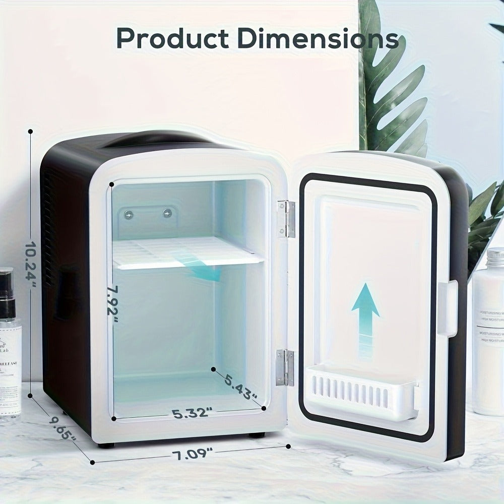 Mini Fridge Skincare Refrigerator 1.06 Gallon Portable - Mini Freezer for Bedroom Dorm Office, Compact Personal Fridge for Skincare Drinks Snacks, White Black