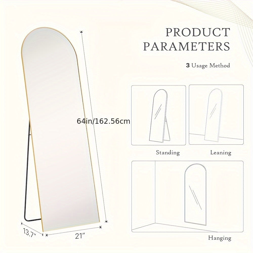 Full Length Mirror Floor Mirror with Stand, Aluminum Alloy Frame Full Body Mirror, Standing Hanging or Leaning Against Wall for Bedroom Living Room Dressing