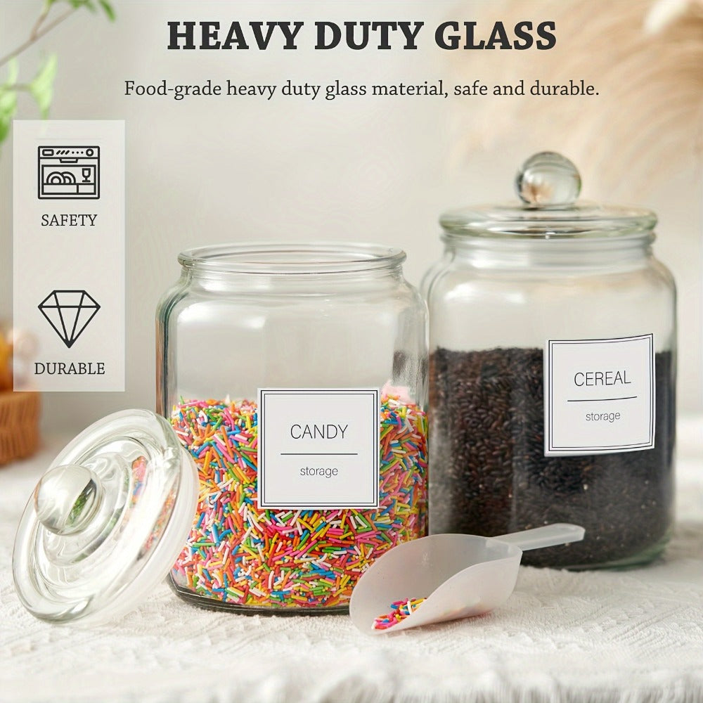 Half Gallon Glass Jars with Lids Airtight Set of 4 | Large Clear Storage Containers for Pantry, Kitchen & Laundry Room ¨C Wide Mouth Food Organization Jars with Bamboo Lid Option