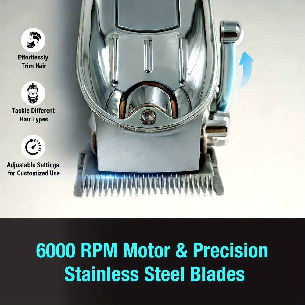 Professional Hair Clipper & Beard Trimmer Set - MENSURE Cordless 6000RPM Hair Cutting Kit with T-Blade Trimmer, 7 Guide Combs, LED Display & Type-C Fast Charging, Barber Kit for Men Home & Salon Use
