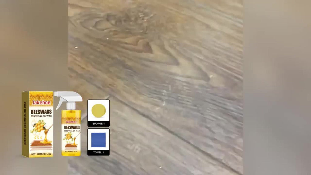 Wood Floor Beeswax Care Spray 4oz Hardwood Floor Cleaner Polish Scratch Repair 3-in-1 Aromatherapy Scent with Sponge and Towel for Hardwood Laminate Parquet