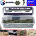 50pcs Heavy Duty Green Structural Wood Screws 14x10 Inch Carbon Steel Hex Head Partially Threaded Rust Resistant Exterior Timber Screws with Hex Socket for Deck Log Cabin Framing