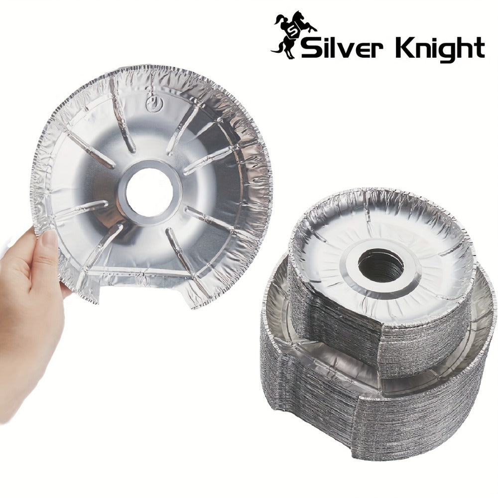 Aluminum Stove Burner Liners 50 Pack ¨C Disposable Electric Stove Burner Covers Round Foil Bibs 25Pcs 6 Inch + 25Pcs 8 Inch Keep Electric Range Clean from Grease Oil and Food Spills