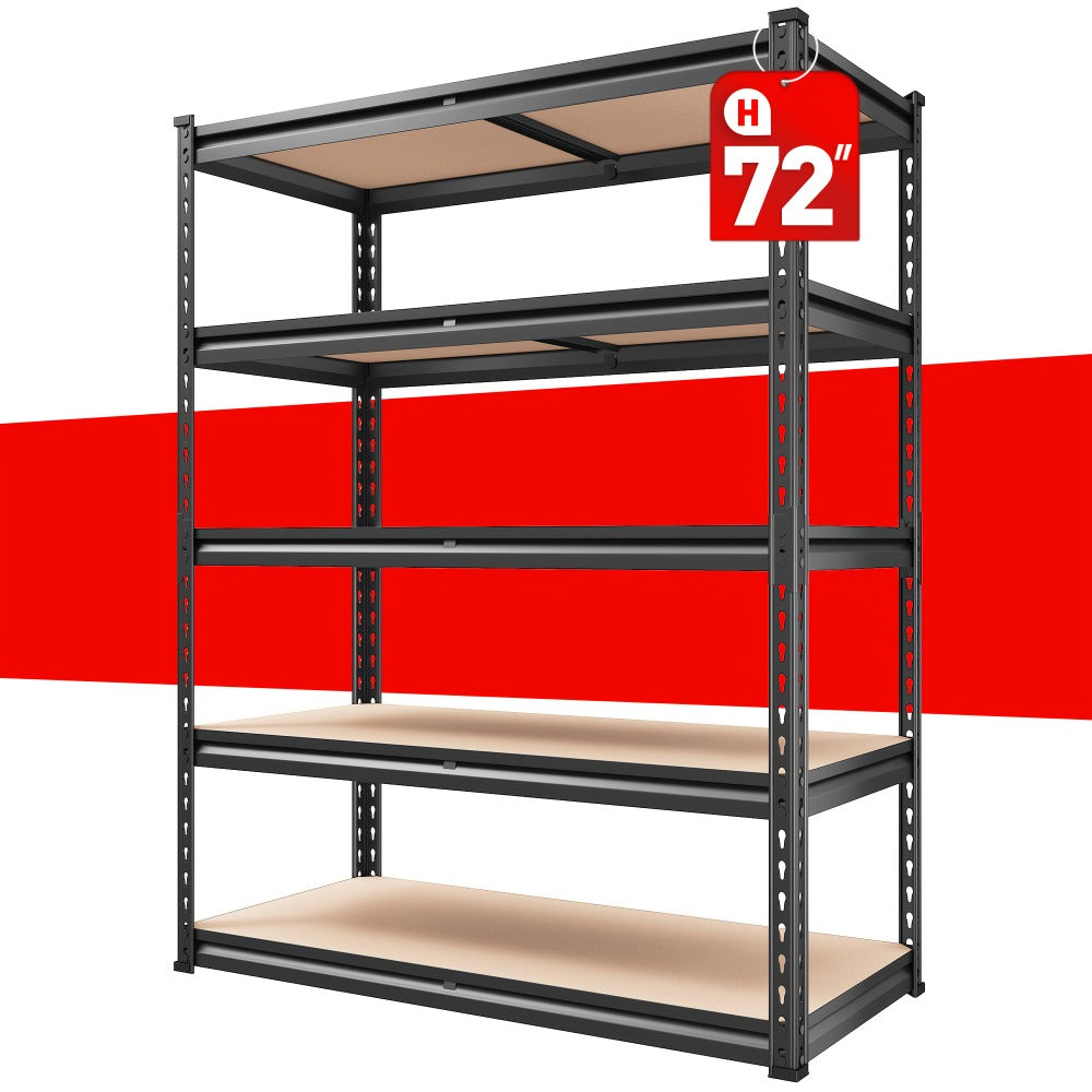 5-Tier Heavy Duty Metal Shelving Unit 2000LBS ¨C Adjustable Freestanding Steel Garage Storage Shelves 72¡±H x 35.5¡±W x 15.8¡±D Tool-Free Assembly Utility Rack Black