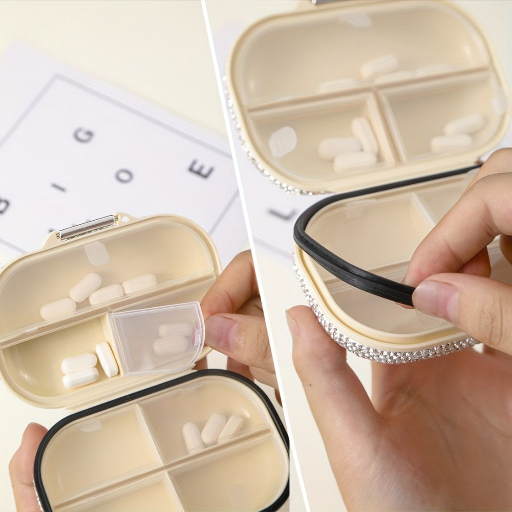 Travel Pill Organizer 7 Compartments, Moisture-Proof Compact Portable Pill Box for Vitamins Fish Oil & Medications, Daily Pill Case in Square or Oblong Shape, Multiple Colors Available