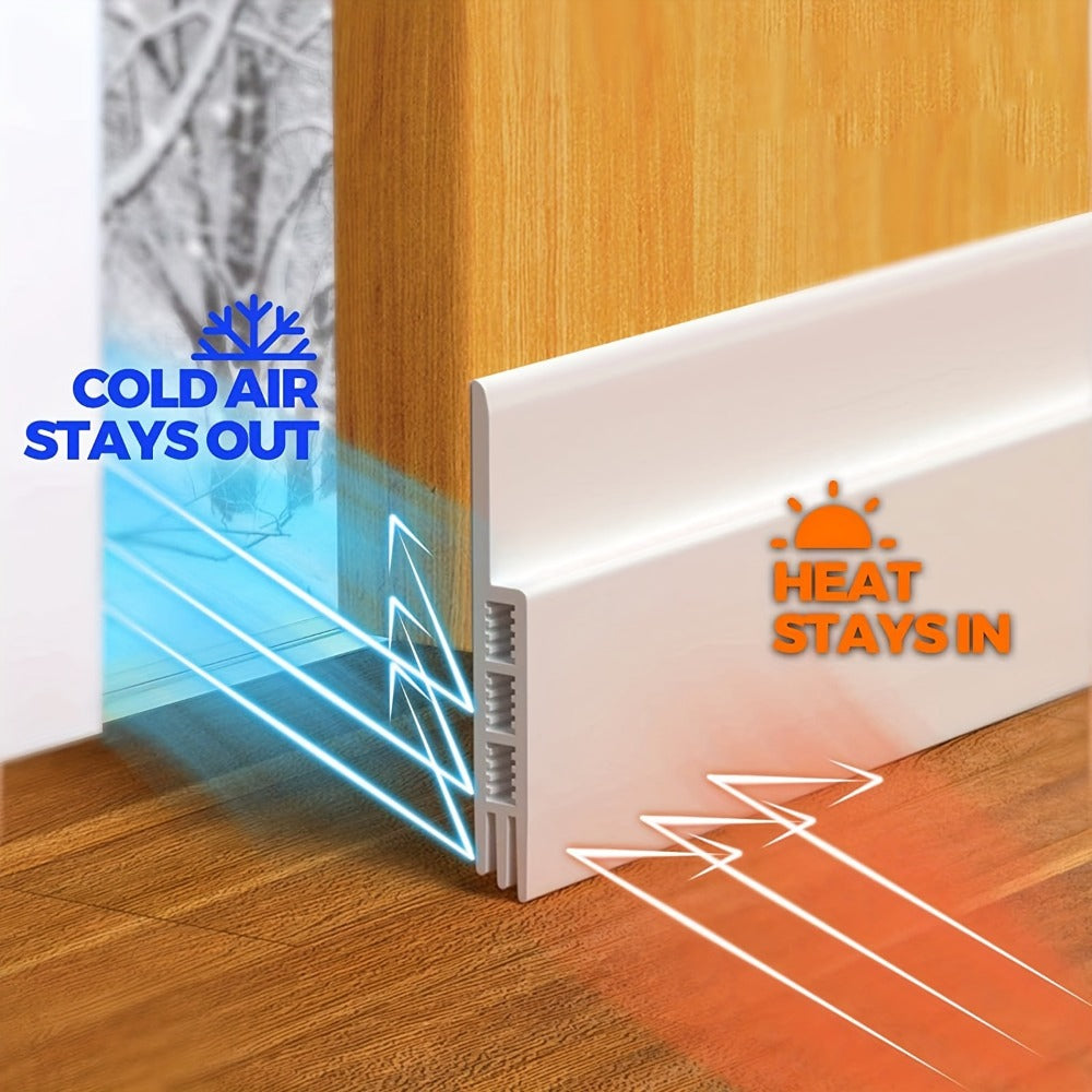 Door Draft Stopper Silicone Under Door Sweep Weather Stripping 39 Inch Strong Adhesive 3-Layer Sound Insulation Noise Blocker Energy Saving Seal for Indoor Outdoor Doors White Black Brown Transparent