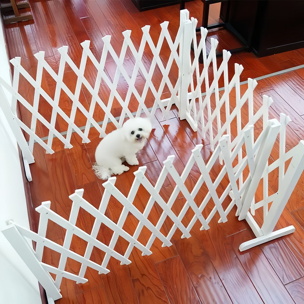 Expandable Wooden Pet Gate Fence Freestanding Retractable Indoor Outdoor Safety Barrier for Dogs Cats - Dark Style Thickened Wood Yard Garden Play Area Divider 27.56 Inch and 35.43 Inch Height Options