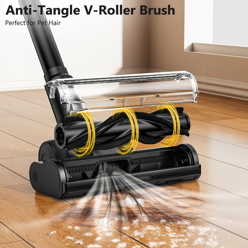 Cordless Stick Vacuum Cleaner 45KPA 8-in-1 Lightweight with Anti-Tangle Brush Green Light Detection for Carpet Pet Hair Hardwood Tile Floor