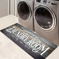 Non-Slip Laundry Room Mat Wood Grain Design - Heavy Duty Washable Rubber Backing Carpet | Rustic Dark Brown & Gray Kitchen Bathroom Rug | Durable Easy Clean Home Floor Mat in 2 Sizes