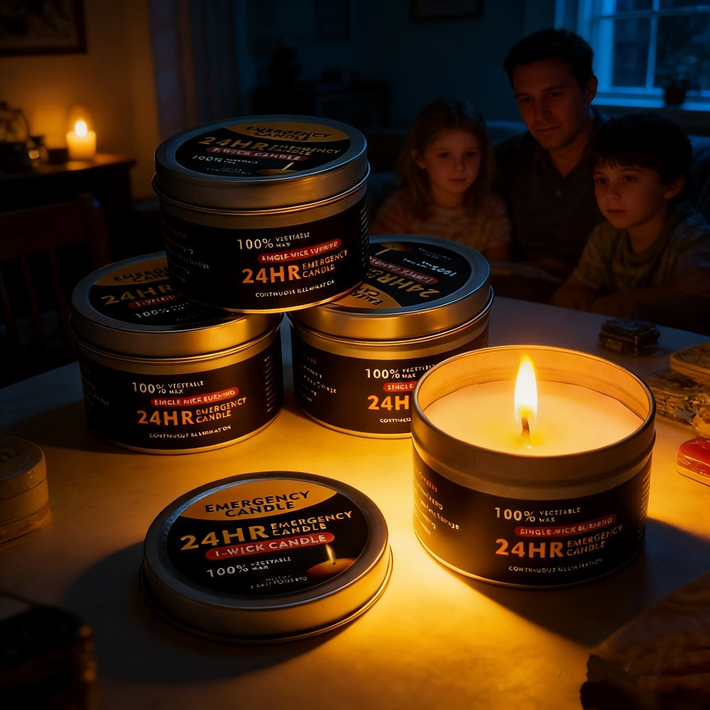 Long Burning Candles 4 Pack 96 Hour Burn Time Unscented Soy Palm Wax Candles in Metal Tins 80g Each Emergency Candles for Power Outage Camping Hiking Indoor Outdoor Holiday Decor Halloween Christmas