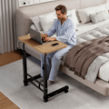 Adjustable Height Rolling Overbed Nursing Table 3-Layer Shelves Heavy Duty Bedside Tray for Elderly Patient Home Hospital Rehabilitation Care Laptop Desk 8 Colors Space Saving