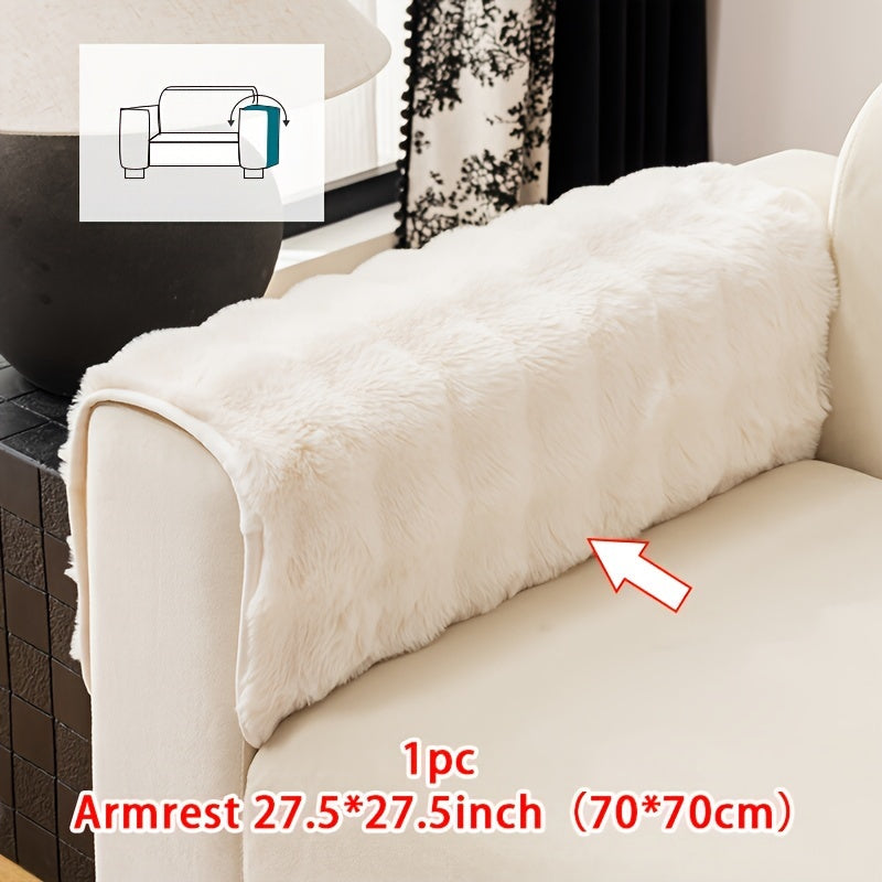 Faux Rabbit Plush Sofa Cover Winter Warm Thickened Anti-Slip Pet Friendly Cushion Protector for Living Room Bedroom Office 1 2 3 4 Seater