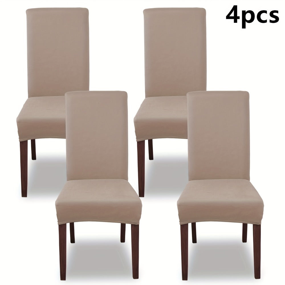 Silky Fiber Elastic Dining Chair Covers Set | Stretch Milk Fiber Slipcover, All-in-One Furniture Protector for Kitchen Wedding Office Hotel Living Room, 4pcs or 6pcs, 8 Colors