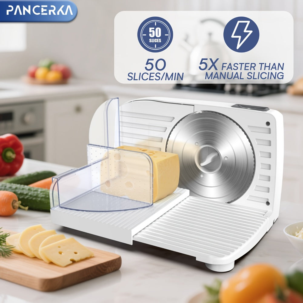 Electric Meat Slicer 0-15mm Adjustable Thickness ¨C Home & Commercial Deli Food Cutter for Meat, Vegetables, Fruits, Bread & Lamb, Stainless Steel Blade, Easy to Clean Kitchen Slicing Machine