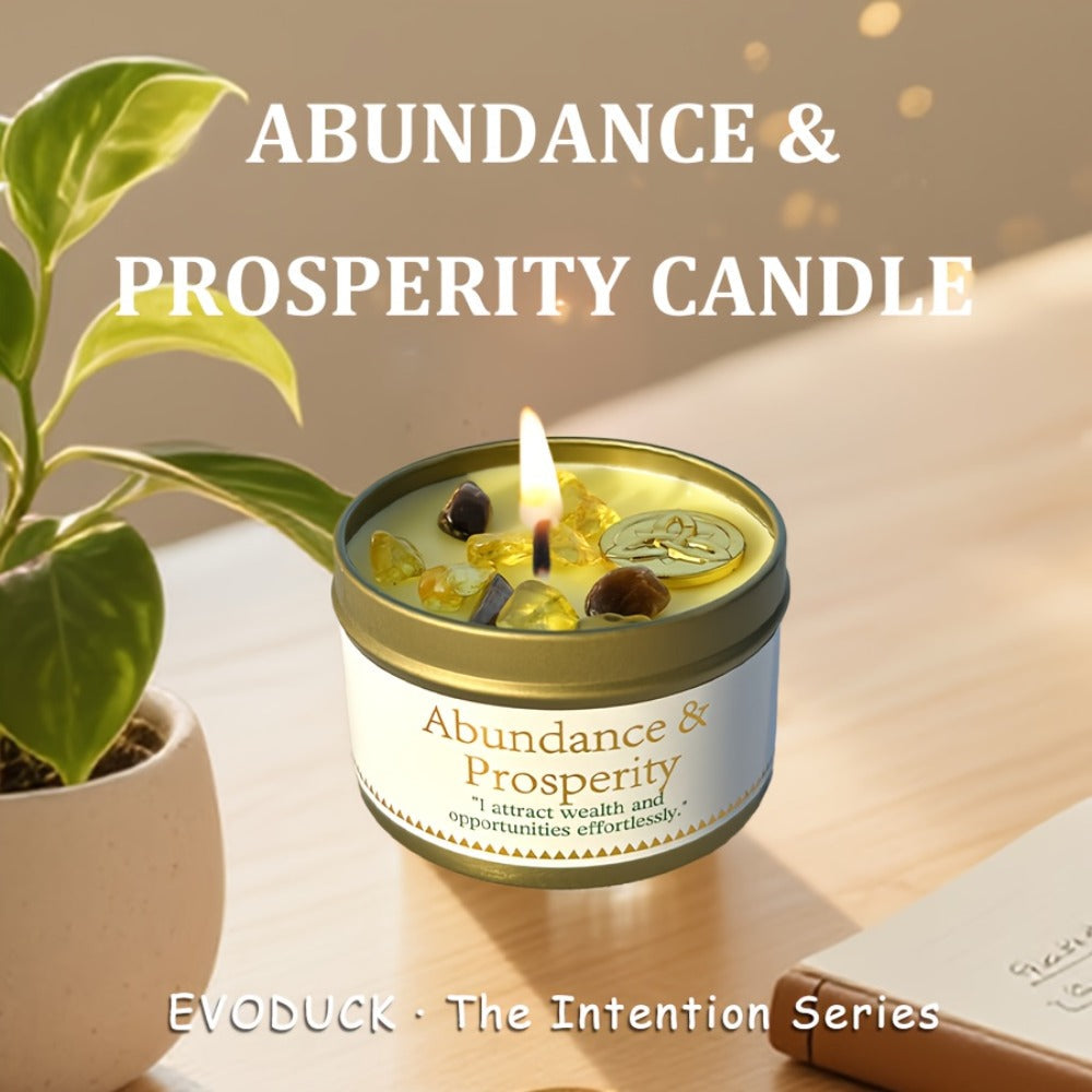 Manifestation Candles Scented Soy Wax with Golden Crystal ¨C Law of Attraction Abundance Candle for Meditation, Yoga & Focus | Spiritual Gift for Women with Guidance Card | Christmas, Birthday, New Year