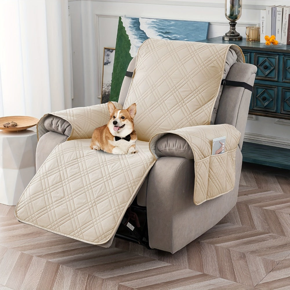 Recliner Chair Cover Waterproof Non-Slip Sofa Slipcover with Pocket Pet Scratch Resistant Washable Furniture Protector for Living Room Multiple Colors