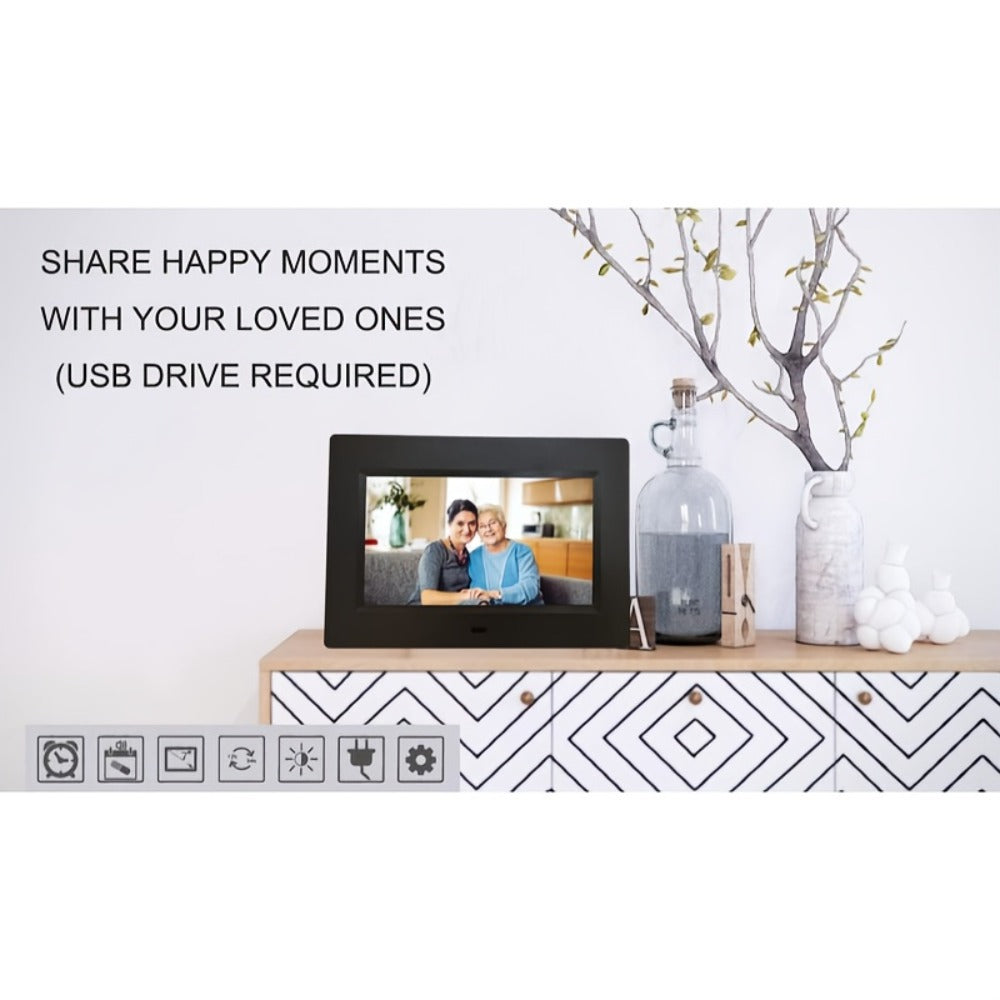Digital Photo Frame Clock Large Display Calendar Alarm Clock for Seniors USB Powered Supports Photo Video Playback 7 10.1 Inch Bedroom Decor