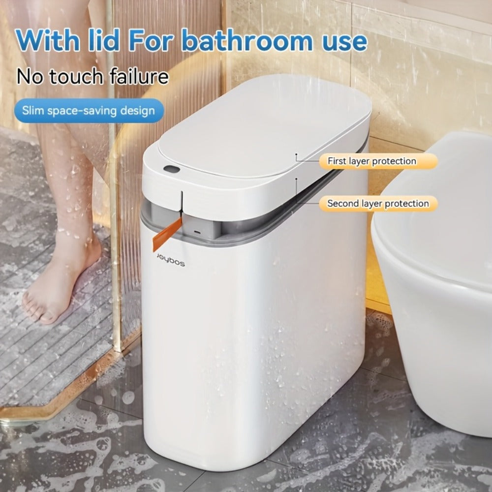 Automatic Sensor Trash Can Self-Emptying 3.8 Gallon with Drawstring Bags - Hands Free Infrared Smart Waste Bin for Bathroom Kitchen Bedroom Office Dorm Room